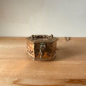 Vintage Brass Cricket Box with Cutouts Trinket matchbook case